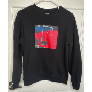 Uniqlo KAWS x Warhol Graphic Sweatshirt Men Sz S Black Cotton Streetwear Artsy